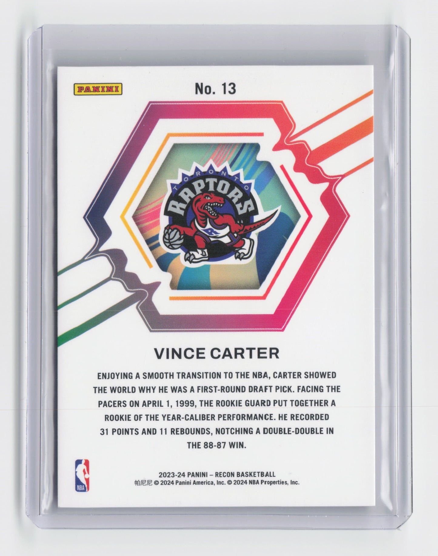 2023-24 VINCE CARTER Rookie Review 54/75 Recon Raptors #13