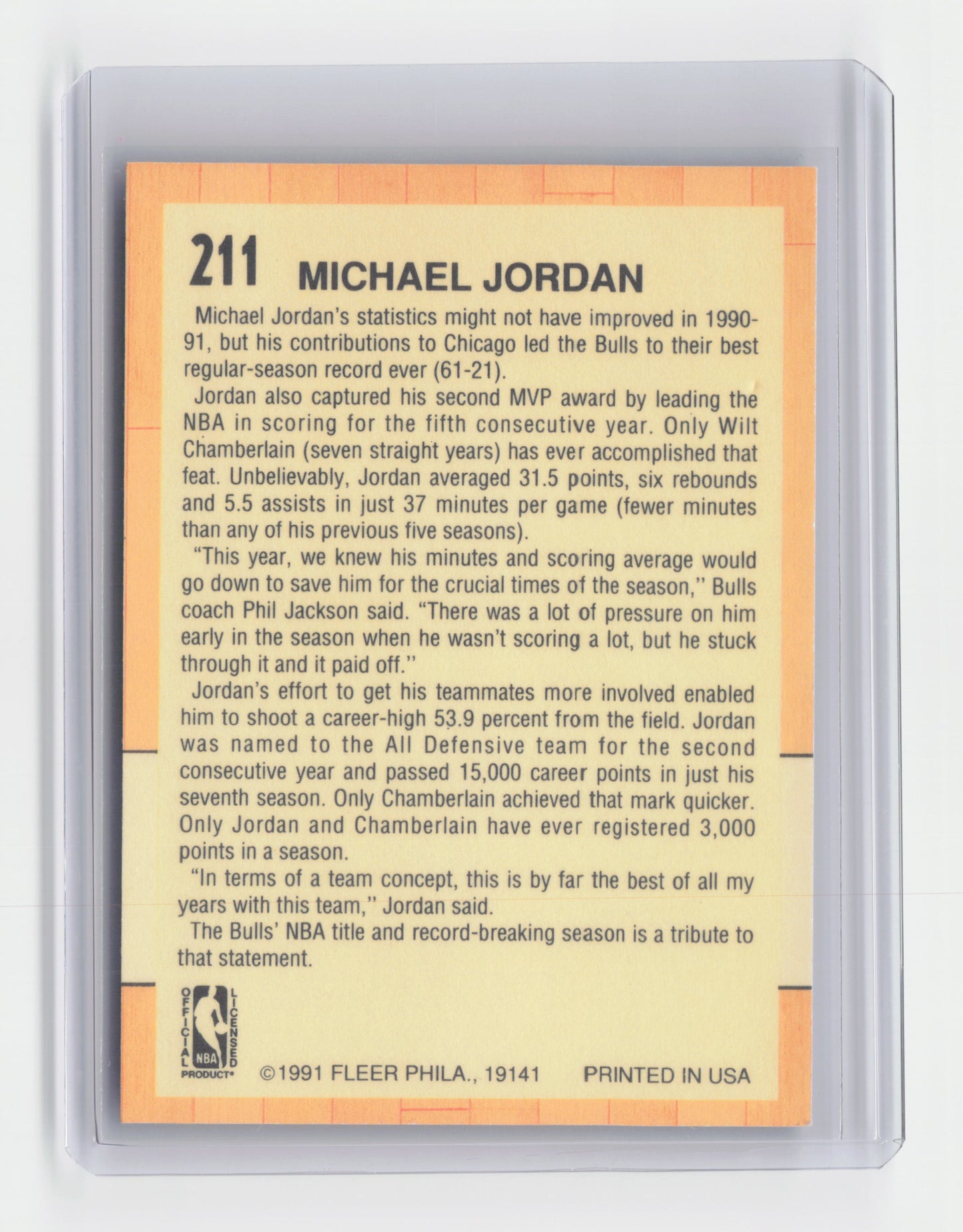 1991-92 MICHAEL JORDAN All-Star Team Fleer Bulls #211