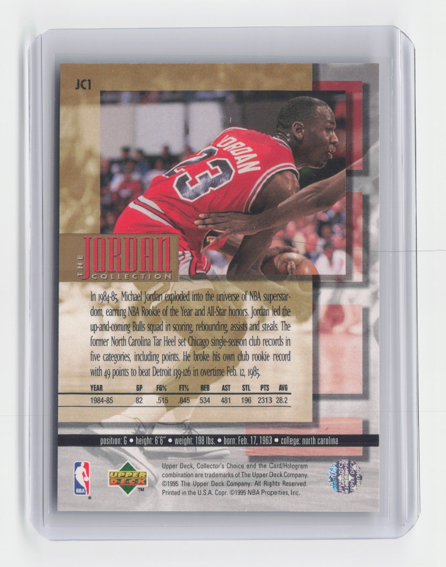 1995 MICHAEL JORDAN NBA Rookie of the Year Bulls #JC1