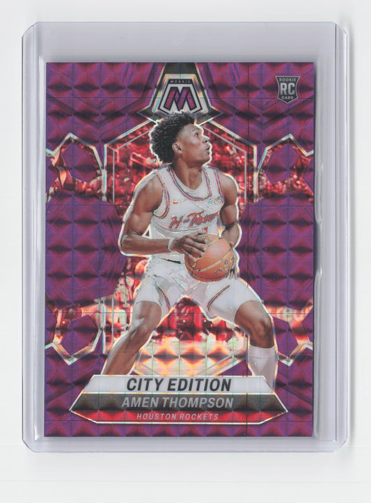 2023-24 AMEN THOMPSON Rookie Purple 90/99 Mosaic - Rockets #281