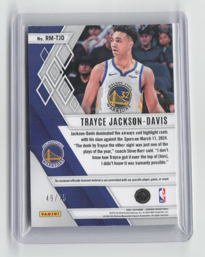 2023-24 TRAYCE JACKSON-DAVIS Rookie Orange Patch 49/75 Phoenix Warriors