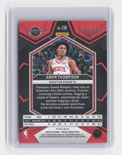 2023-24 AMEN THOMPSON Rookie Blue 189/199 - Mosaic - Rockets #230