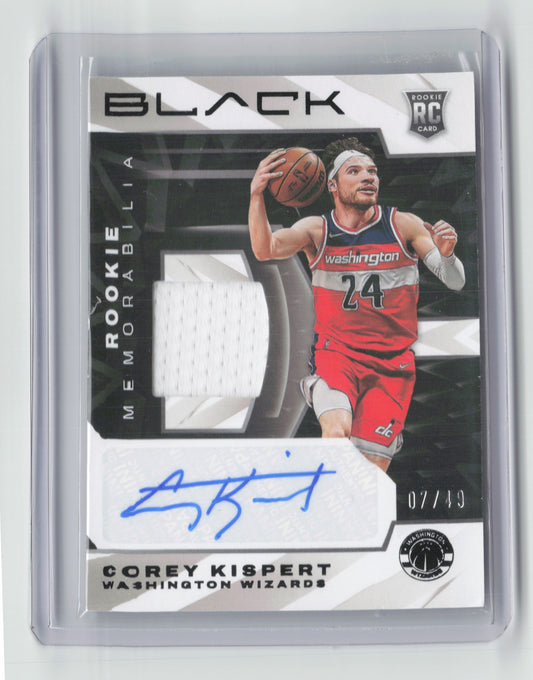 2021-22 CORY KISPERT Rookie Memorabilia RPA 07/49 - Black - Wizards