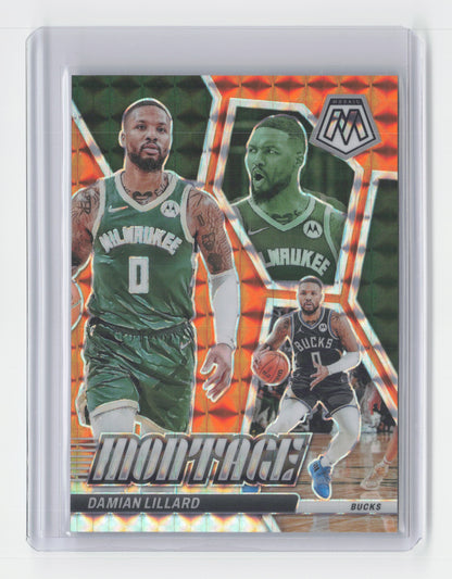 2023-24 DAMIEN LILLARD Orange Prizm 21/49 Mosaic Bucks #10