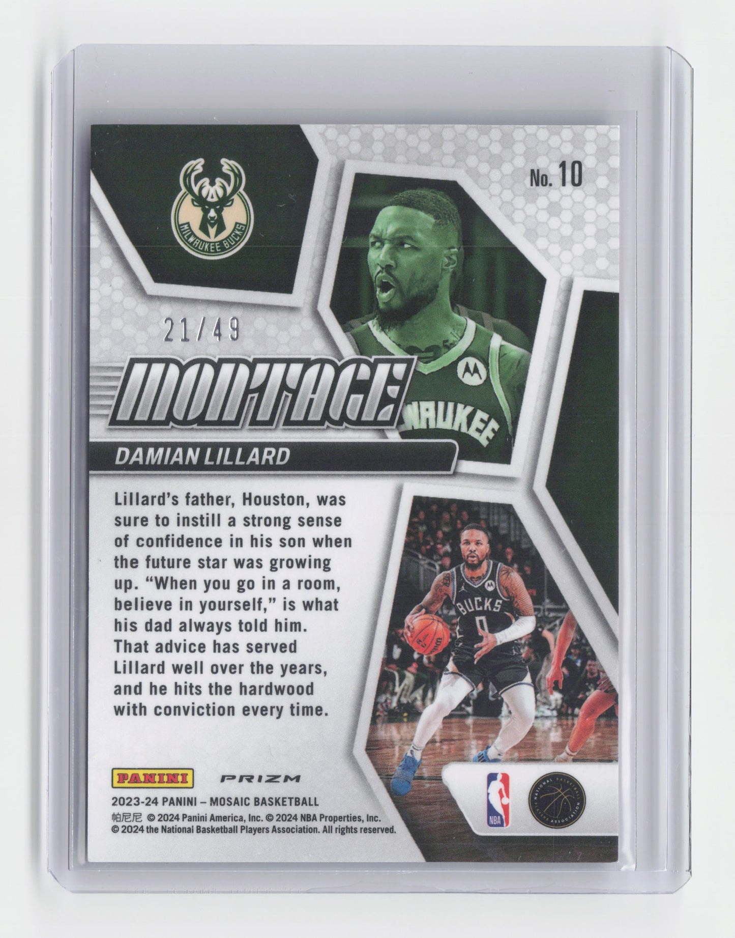 2023-24 DAMIEN LILLARD Orange Prizm 21/49 Mosaic Bucks #10