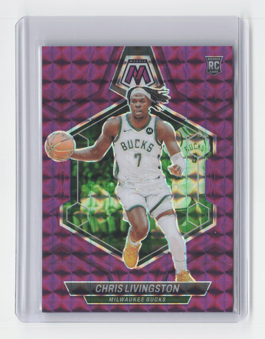 2023-24 CHRIS LIVINGSTON 57/99 Purple Mosaic Bucks #220