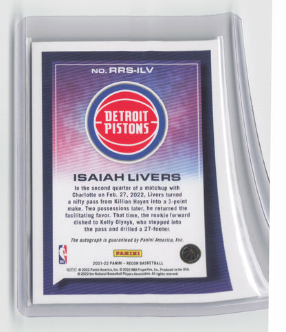 2021-22 ISAIAH LIVERS Rookie Autograph RC Silver PISTONS RRS-ILV