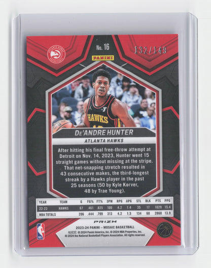2023-24 De'ANDRE HUNTER Pink Prizm 132/149 Mosaic Hawks #16