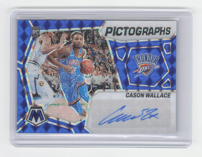 2023-24 CASON WALLACE Pictographs Blue 07/49 Mosaic OKC #PM-ACE