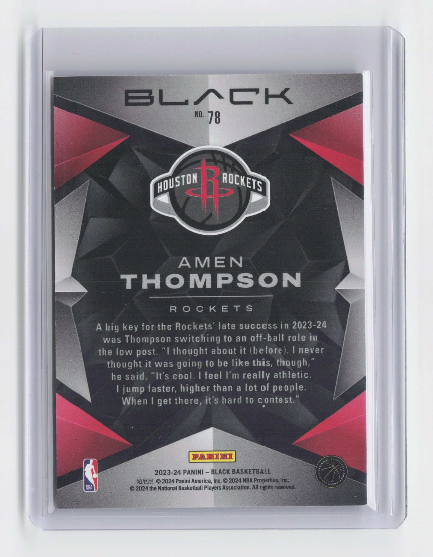 2023-24 AMEN THOMPSON Rookie Silver Swirl 24/75 - Black - Rockets #78