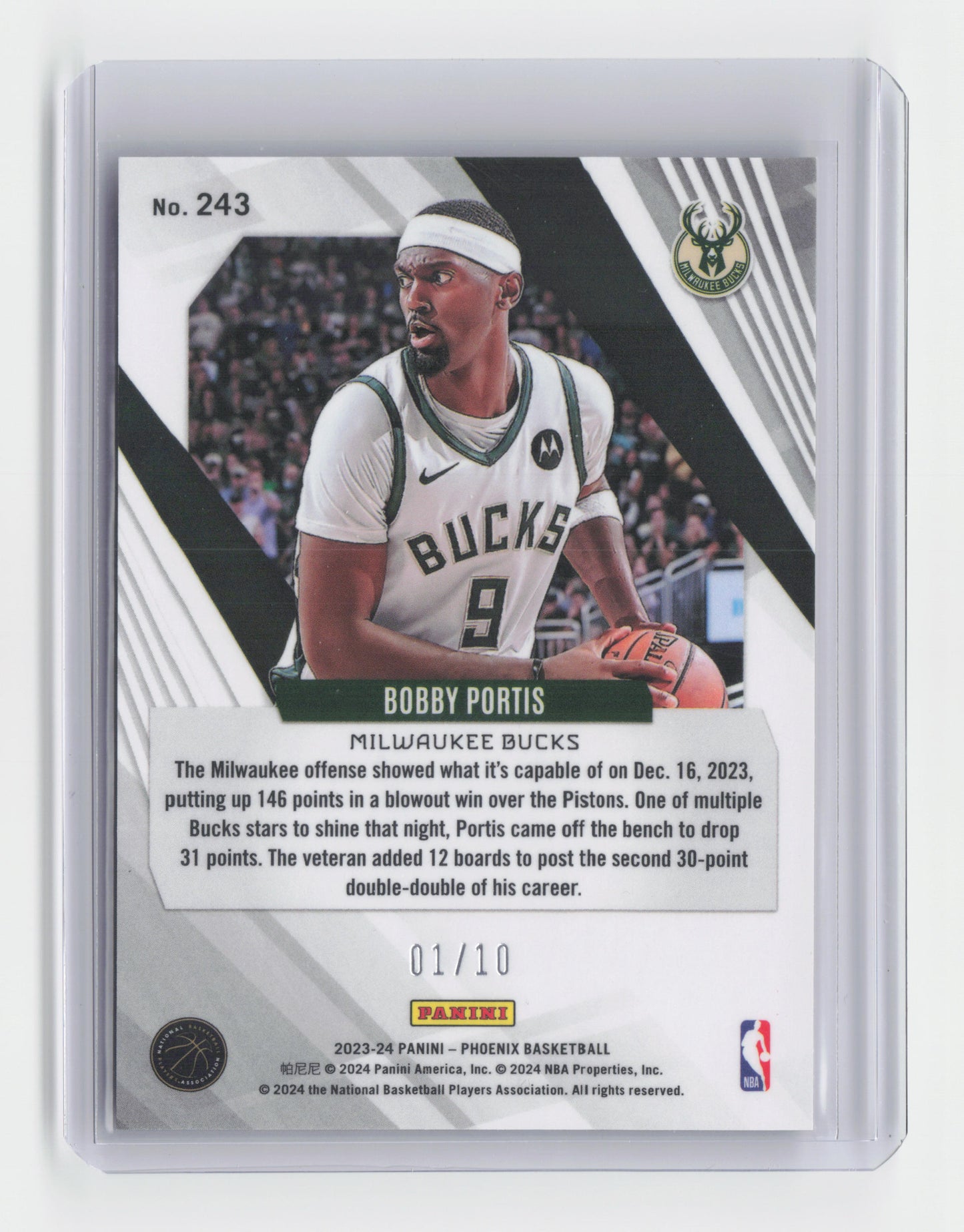 2023-24 BOBBY PORTIS Gold 01/10 - Phoenix International Hobby - Bucks #243