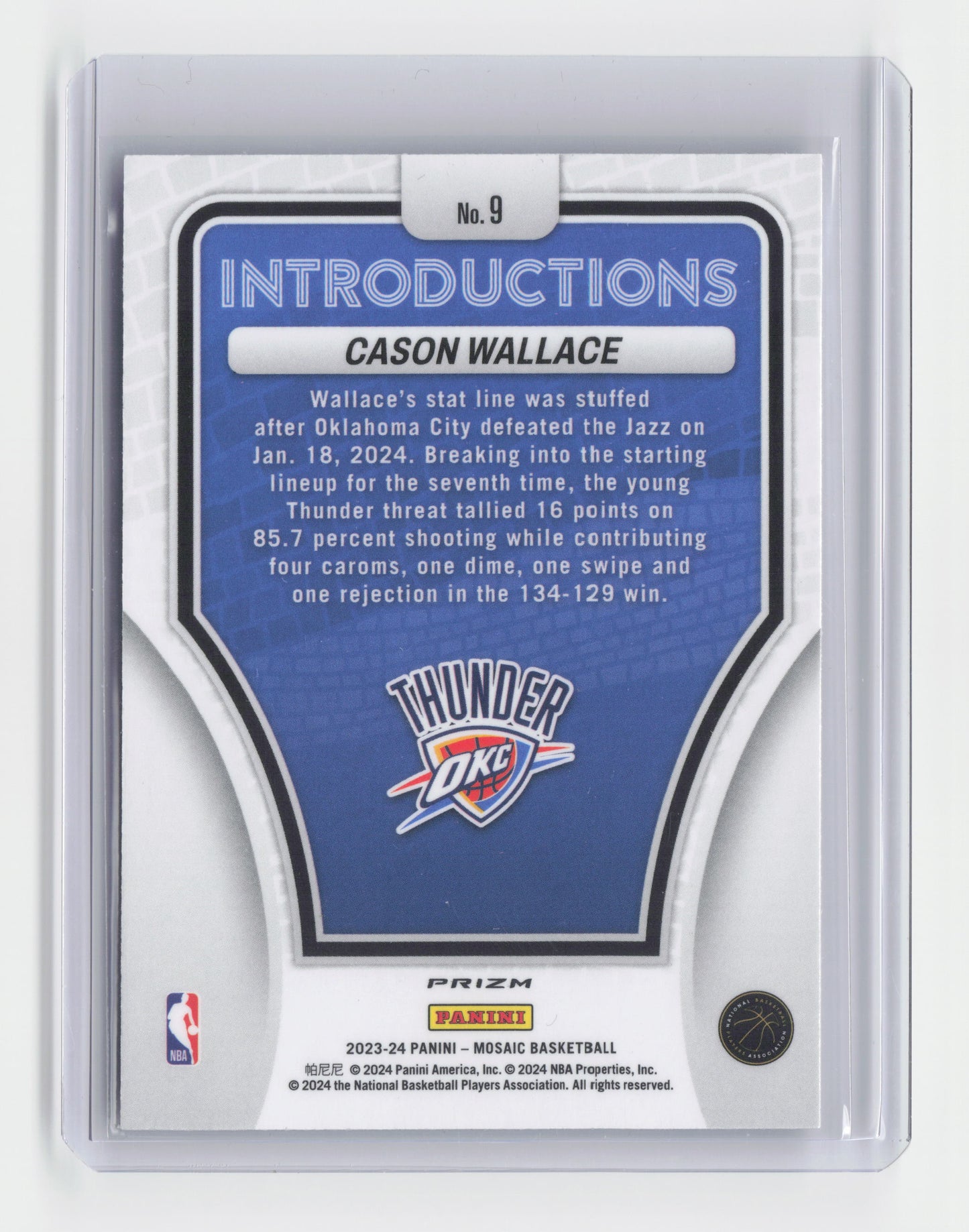 2023-24 CASON WALLACE - Introductions Mosaic Insert - Mosaic- OKC #9