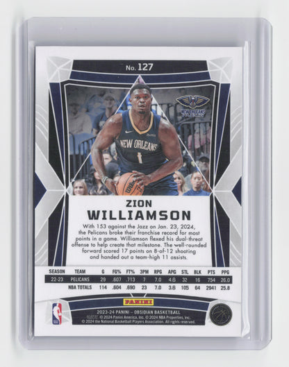 2023-24 ZION WILLIAMSON - Base Silver - Obsidian - Pelicans #127