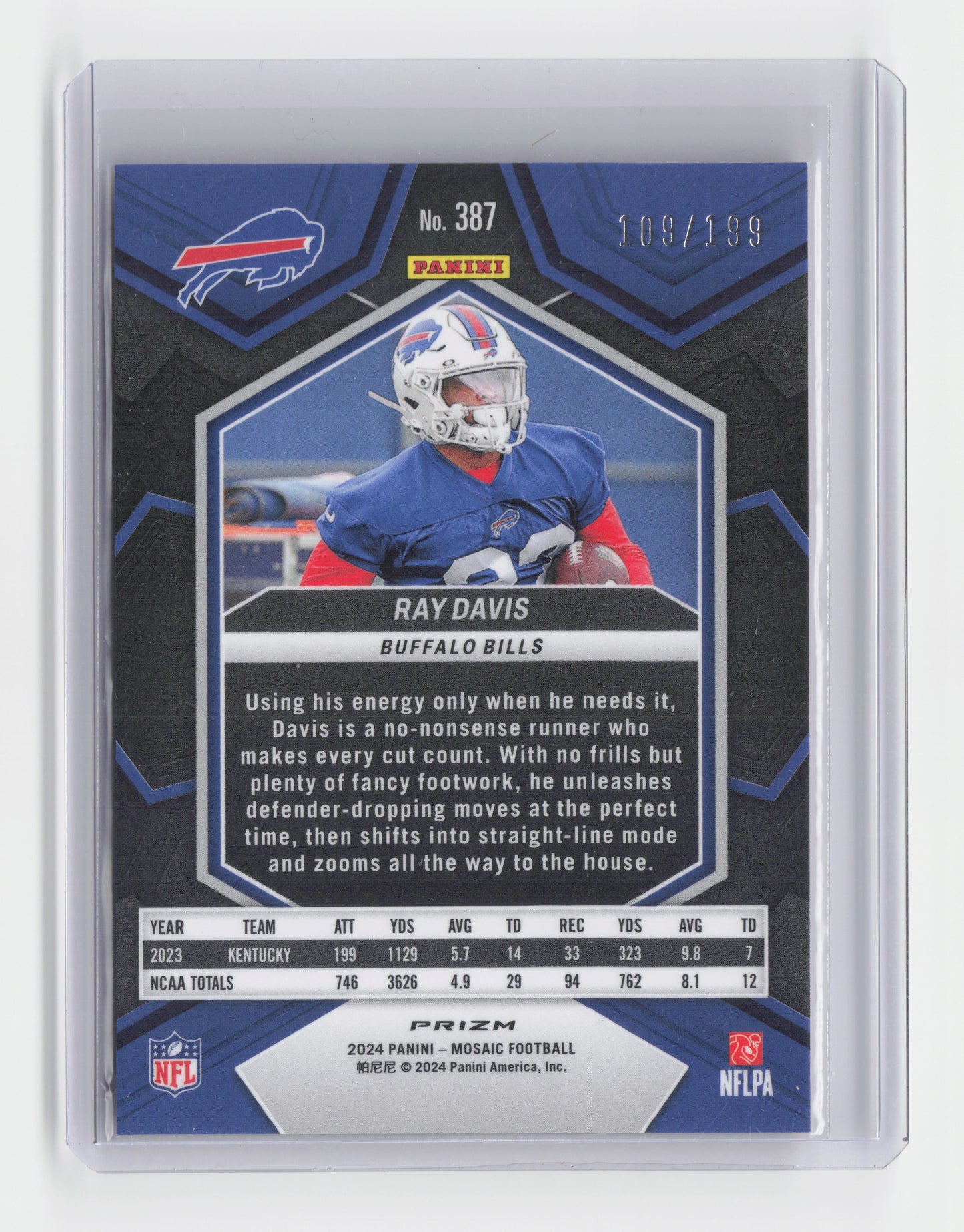 2024 RAY DAVIS Rookie Orange 109/199 - Mosaic - Bills #387