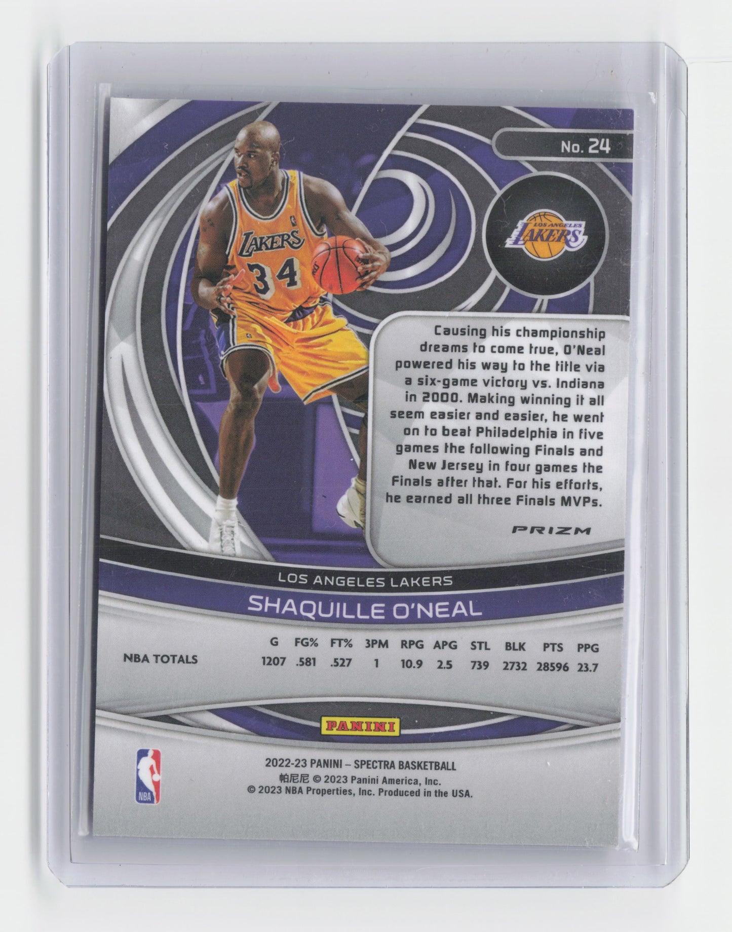 2022-23 SHAQUILLE O'NEAL Prizm Base- Spectra - Lakers #24
