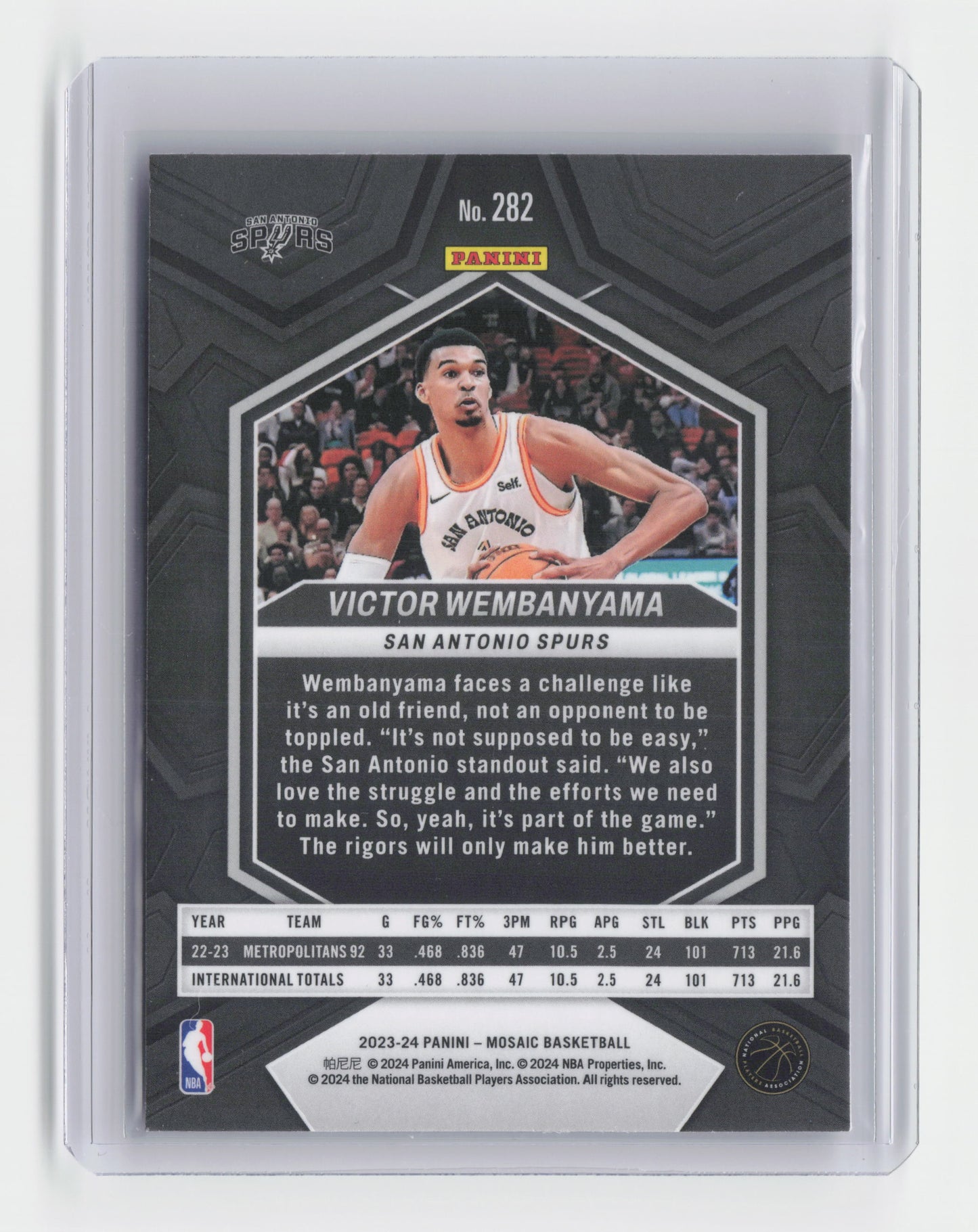 2023-24 VICTOR WEMBANYAMA - Rookie City Edition - Mosaic - Spurs #282