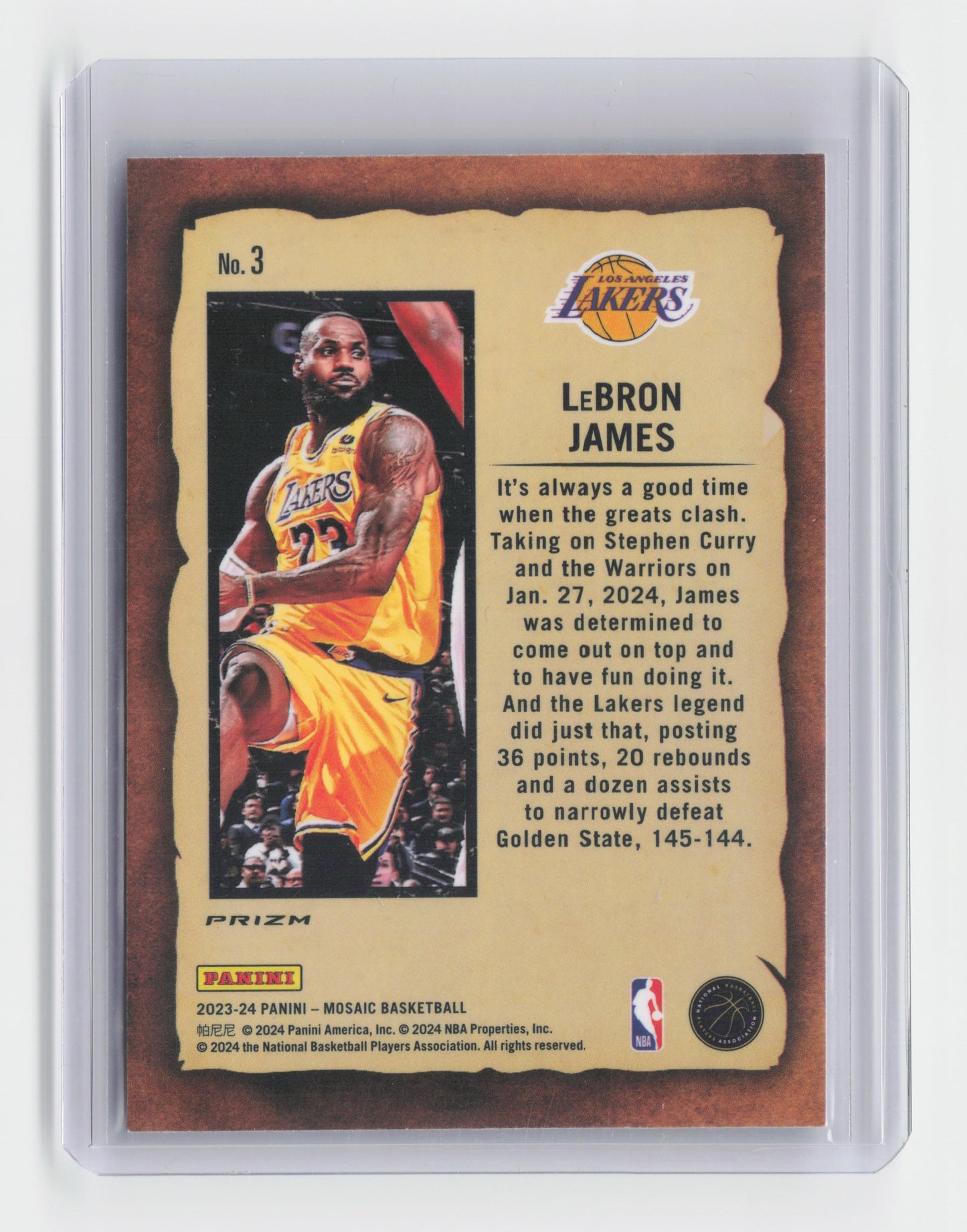 2021-22 LEBRON JAMES - Notoriety Silver Prizm - Mosaic - Lakers #3