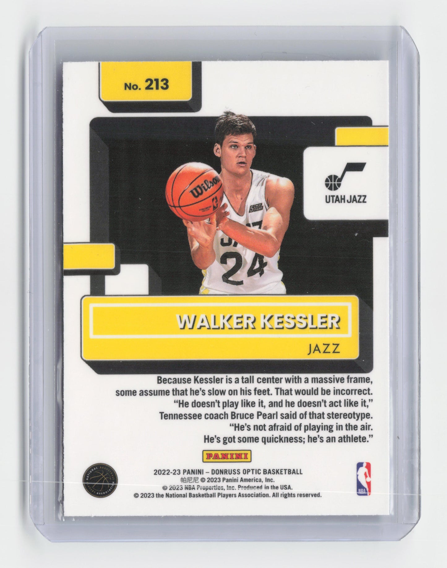 2022-23 WALKER KESSLER - Rated Rookie - Donruss Optic - Jazz #213