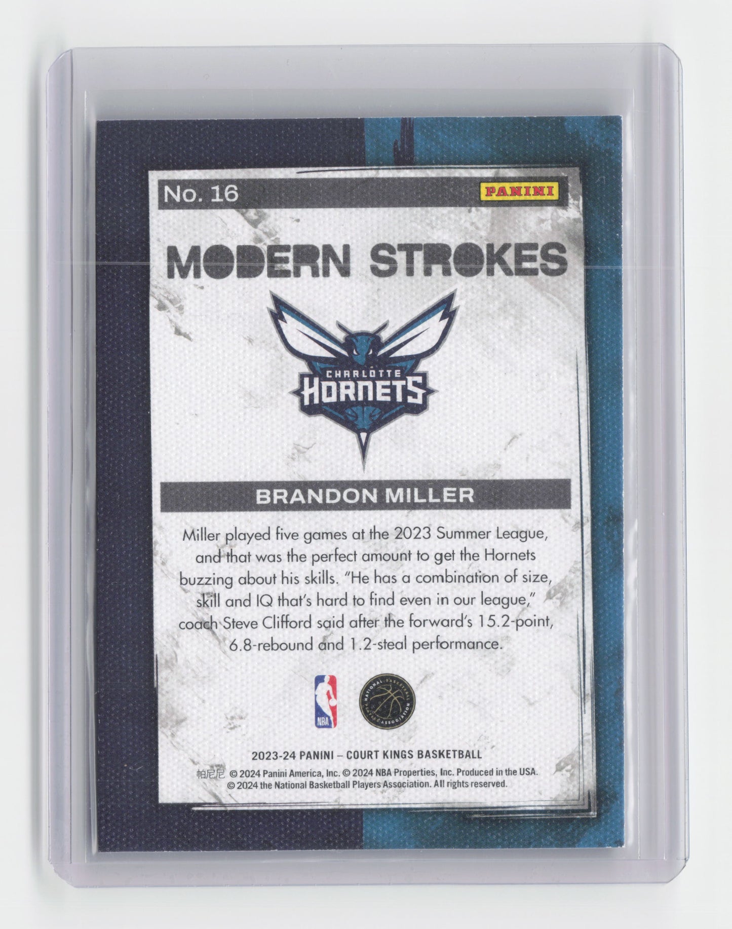 2023-24 BRANDON MILLER - Modern Strokes - Court Kings - Hornets #16