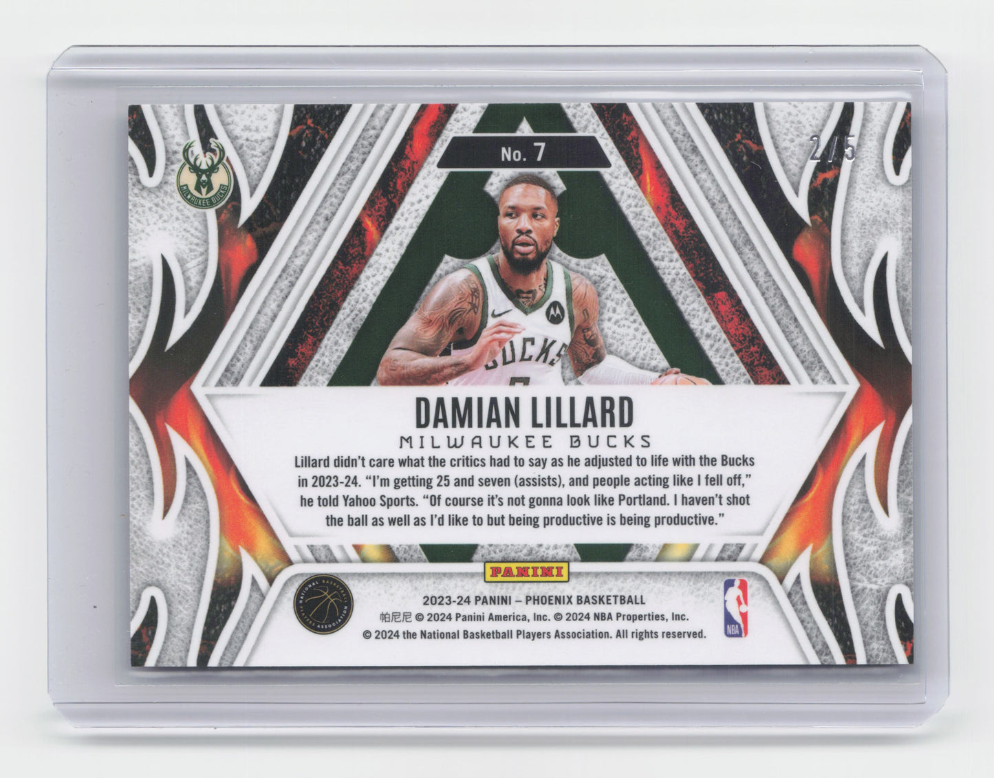 2023-24 DAMIAN LILLARD - Fire Forged 2/5 - Phoenix - Bucks #7