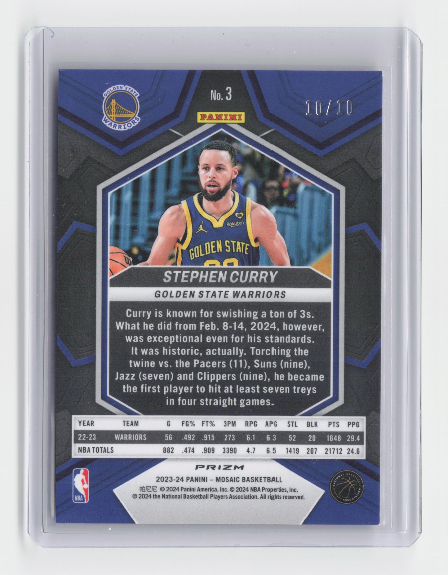2023-24 STEPHEN CURRY - Gold Variation 10/10 Bookend - Mosaic - GWS #3