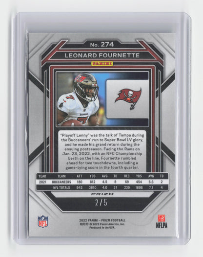 2022 LEONARD FOURNETTE Neon Green No Huddle 2/5 Prizm #274 NFL