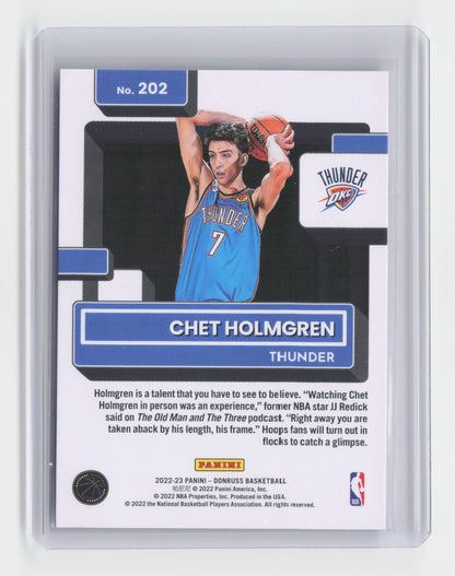 2022-23 CHET HOLMGREN - Rated Rookie - Donruss - OKC #202