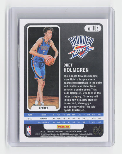 2022-23 CHET HOLMGREN - Absolute Memorabilia Rookie - Chronicles - OKC #102