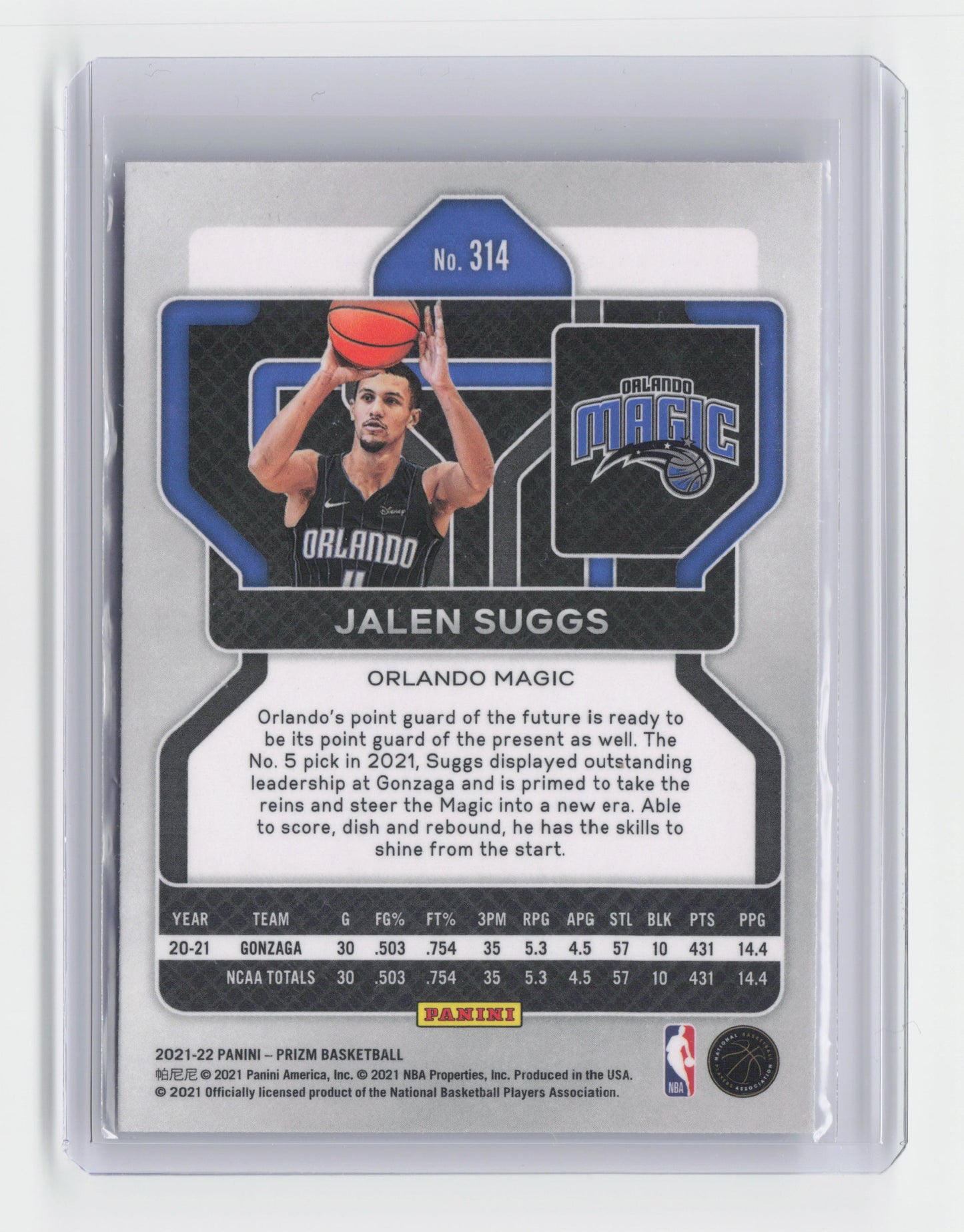 2021-22 JALEN SUGGS - Rookie Base - Prizm - Magic #314