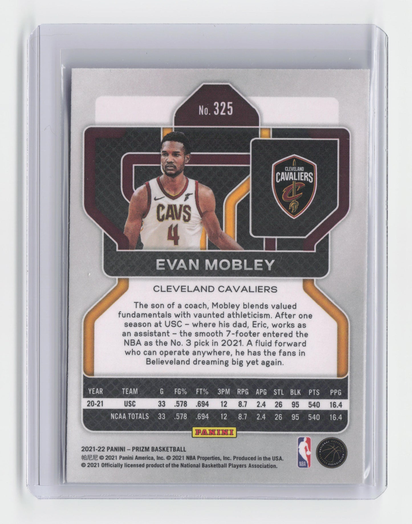 2021-22 EVAN MOBLEY - Rookie Base - Prizm - Cavaliers #325