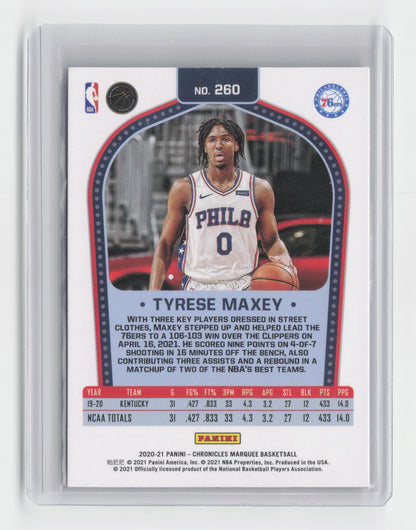 2020-21 - TYRESE MAXEY - Marquee Rookie Insert  - Chronicles - 76ers #260