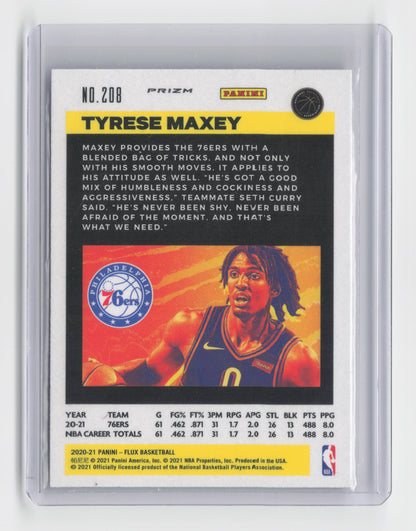 2020-21 - TYRESE MAXEY - Silver Pulsar Prizm Rookie - Flux - 76ers #208