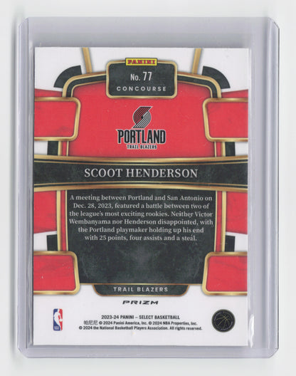 2023-24 - SCOOT HENDERSON - Orange Flash Rookie - Select - Blazers #77